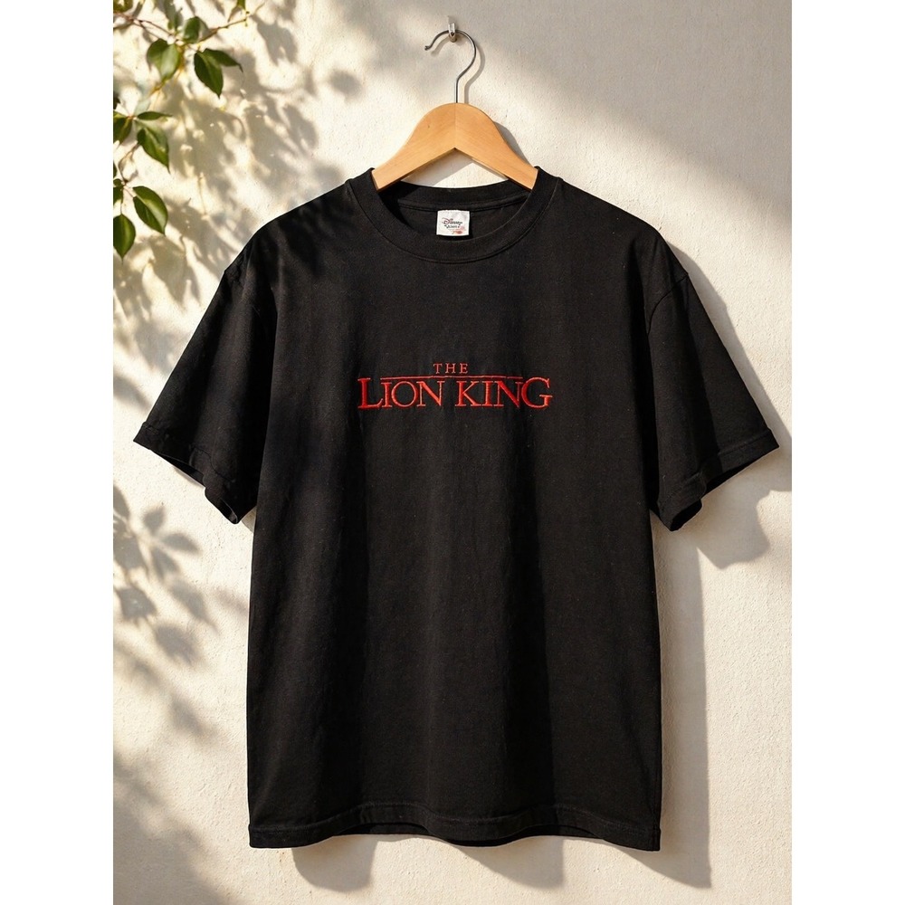 Vintage Disney The Lion King Embroidered T-Shirt Hanes Beefy-T Black Large USA